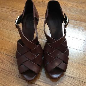 J. Crew leather heel sandals with buckle